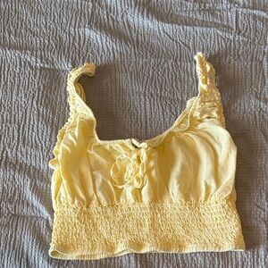Love Tree Yellow Smocked Crop Top